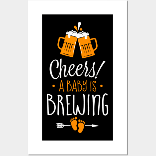 Beer Pregnancy Announcement Tee Cheers A Baby is Brewing Posters and Art